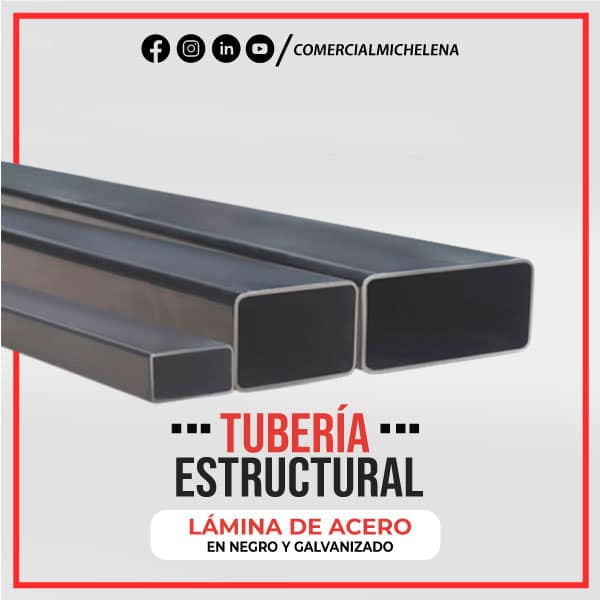 Tubo Rectangular Estructural en Negro y Galvanizado
