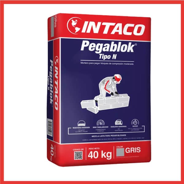Mortero industrializado Pegablok Intaco para mampostería